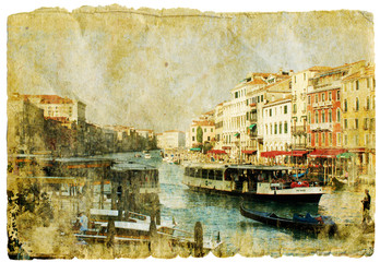 beautiful channels of Venice- retro styled picture