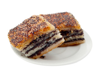 cake with poppy seeds on a plate