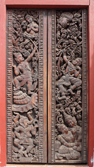 Decorated wooden door