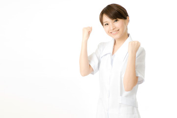 ガッツポーズする医療従事者