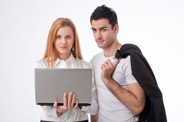 two colleagues with laptop