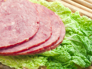 sliced food arrangement of meat