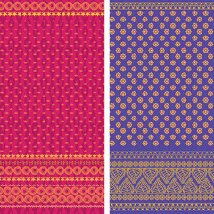 Indian Sari textile design, elaborate and easily editable