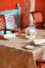 wine glasses on the table