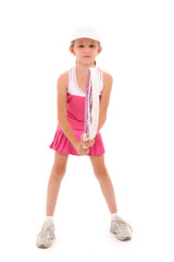 Girl Child Tennis Player with Clipping Path