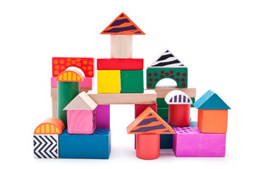 Colorful building blocks with clipping path