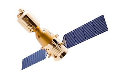 Spacecraft on white background with clipping path