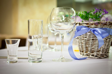 Ornament of a festive table a flowers basket