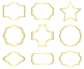 set of  vector golden frames on white