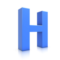 3d Blue Letter H