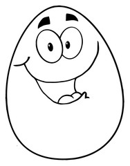 Outlined Happy Easter Egg Mascot Cartoon Character