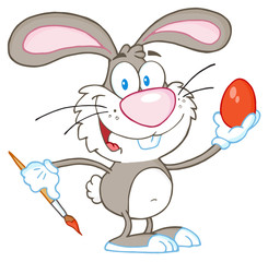 Gray Rabbit Painting Easter Egg