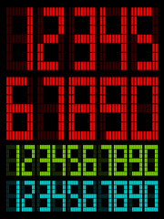 Fototapeta premium Set Digital Numbers Red/Blue/Green