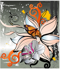 Fototapeta na wymiar Butterfly and narcissus