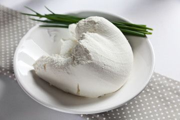 homemade goat cheese with chives