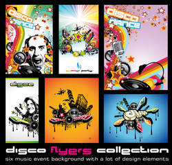 Set of 6 Quality Background for Discoteque Event Flyers .