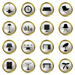 Interior Gold Icons Set