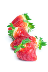 big juicy red ripe strawberries  isolated on white