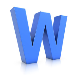 3d Blue Letter W