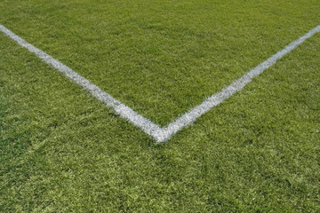 Fototapeta premium Painted lines in the corner of a playing field