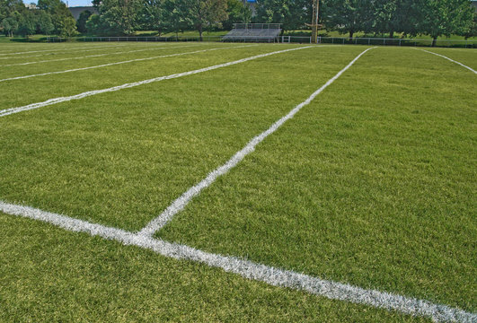 American football playing field in summer