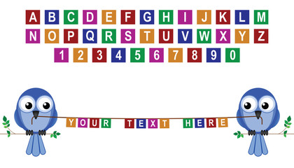 Alphabet on coloured cards for your own message