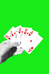 poker royal flush with clipping path