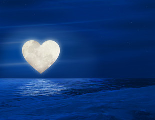 heart moon over lake