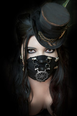 Model Wearing Steampunk Mask
