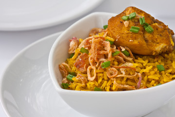 Modern thai food, Saffron rice with chiken