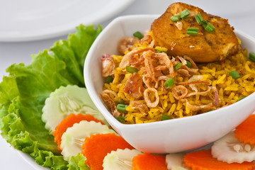 Modern thai food, Saffron rice with chiken