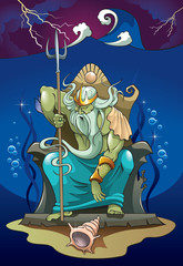 Poseidon or Neptune, the god of the sea, vector