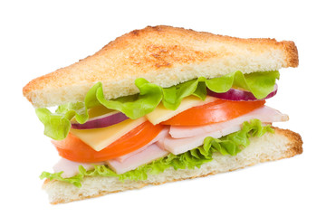 sandwich with ham and vegetables