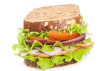sandwich with ham and vegetables