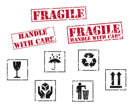 Fragile rubber stamps