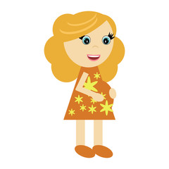 pregnant woman on white background