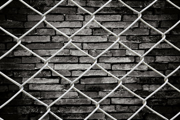 Chain link fence see grunge wall background