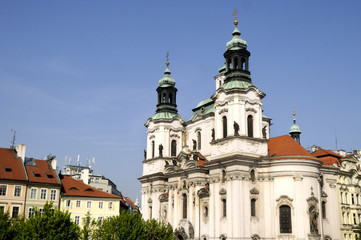 Fototapeta na wymiar St Nicolas Church in Market Square Prague Czech Republic