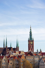 Fototapeta premium Aerial view City Hall in Gdansk, Poland