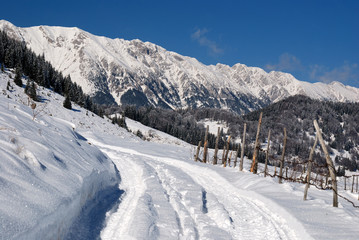 Winter rural village in Romania