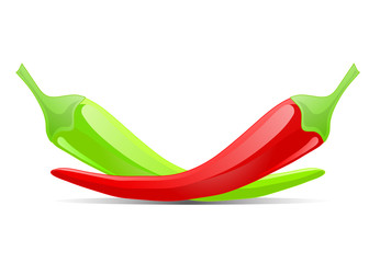 red and green chilly peppers. Vector illustration