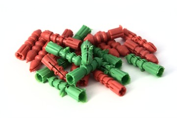 Several coloured expansion plugs