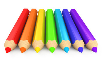 3d color pencils isolated on a white background