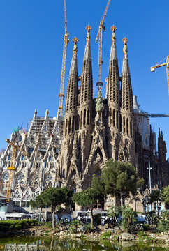 Detail facade Sagrada Familia Barcelona Spain