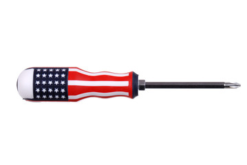 cruciform screwdriver with the american flag on white