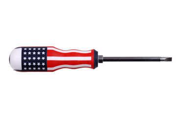 flathead screwdriver with the american flag on white