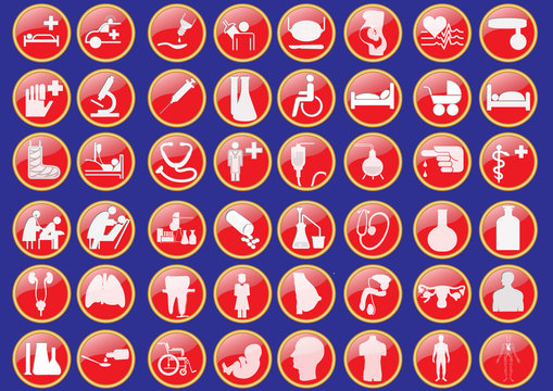 Vector set of icons connected with medicine