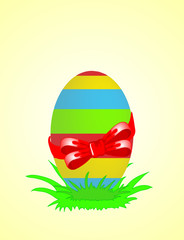 Easter egg decorated with red ribbon. Vector illustration