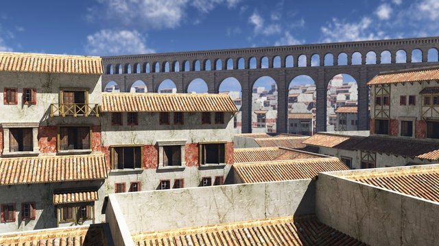 View Over Ancient Roman Rooftops