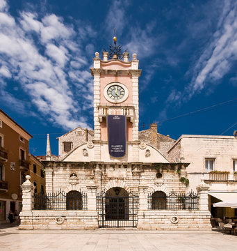 Town Guard house in Zadar, Croatia with clock tower
